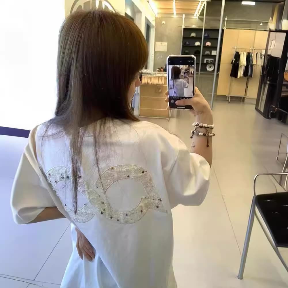 オーバーサイズTシャツ キラメキ刺繍ゆるシルエット半袖