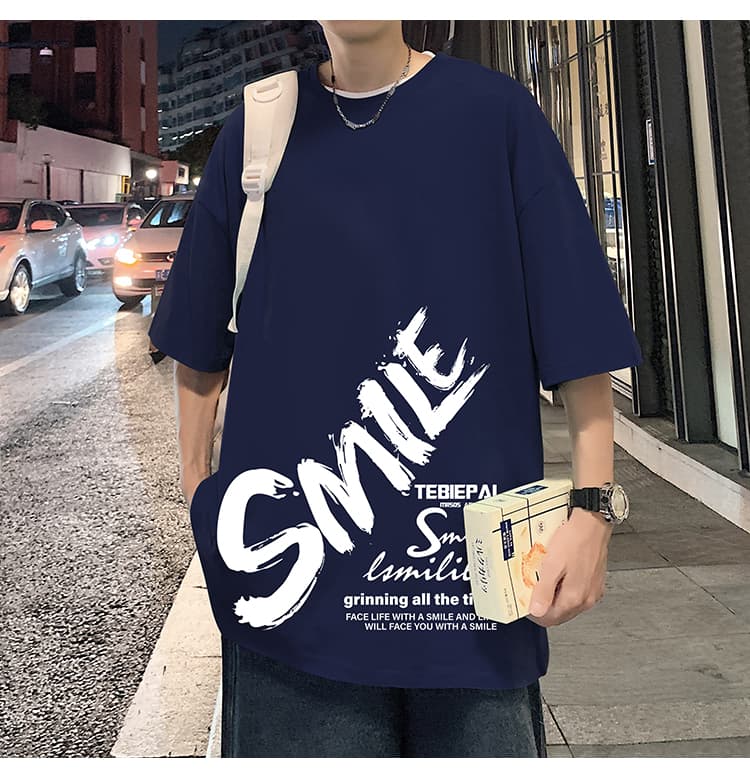 オーバーサイズTシャツ 微笑む心 筆文字デザイン 半袖