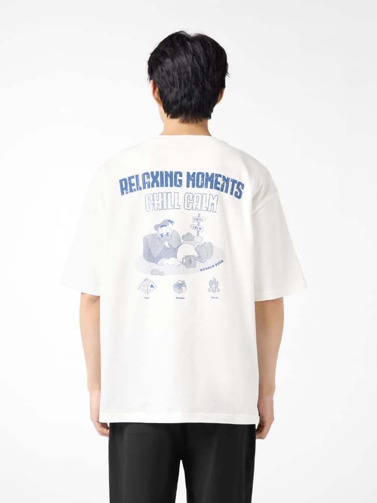オーバーサイズTシャツ ゆったりくつろぎアヒル刺繍入り半袖
