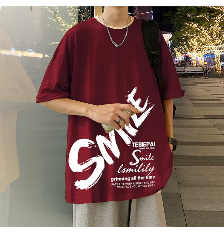 オーバーサイズTシャツ 微笑む心 筆文字デザイン 半袖
