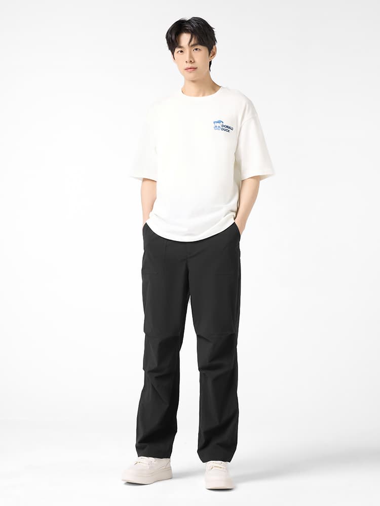 オーバーサイズTシャツ ゆったりくつろぎアヒル刺繍入り半袖