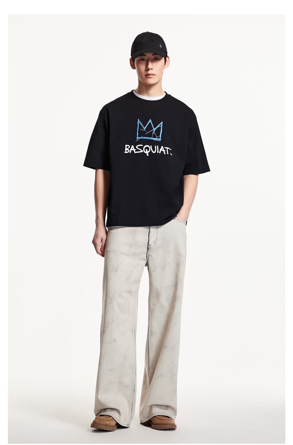 オーバーサイズTシャツ 王冠アート ビッグシルエット半袖