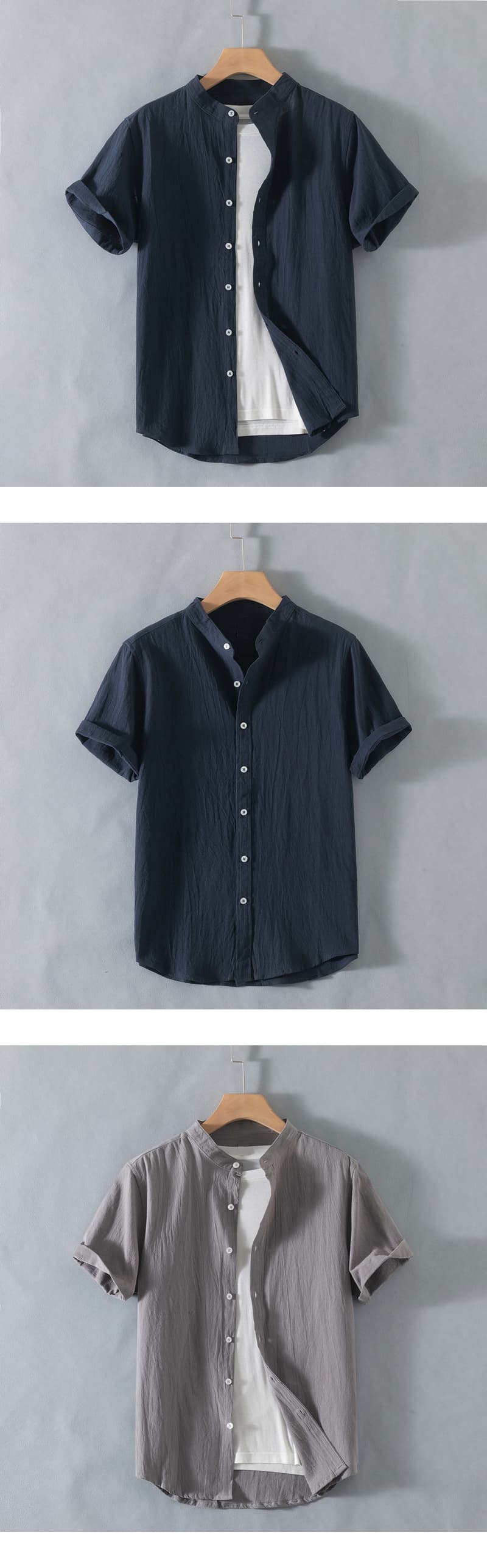 オーバーサイズTシャツ 立ち襟リネン風ゆったりプルオーバー