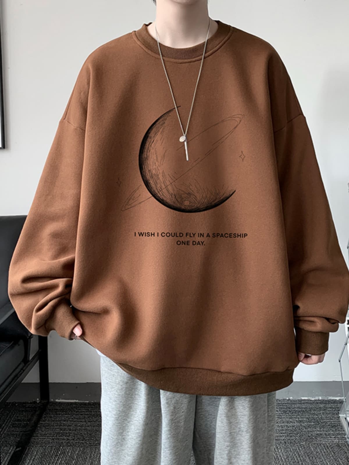 オーバーサイズTシャツ 宇宙惑星プリント オーバーサイズトレーナー