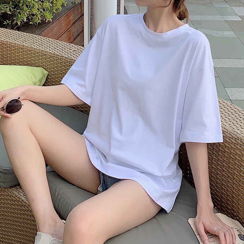 オーバーサイズTシャツ シンプル余裕シルエット半袖トップス