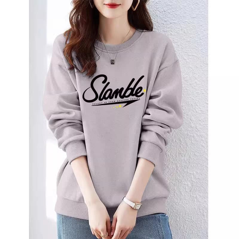 オーバーサイズTシャツ ゆったりロゴデザイン長袖プルオーバー