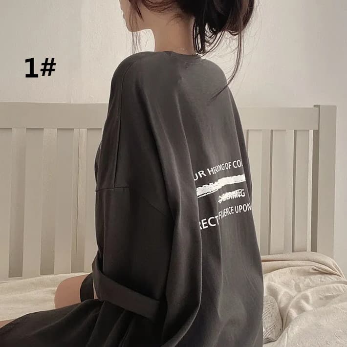 オーバーサイズTシャツ オーバーサイズ長袖シャツ レディース ビッグシルエット文字プリント
