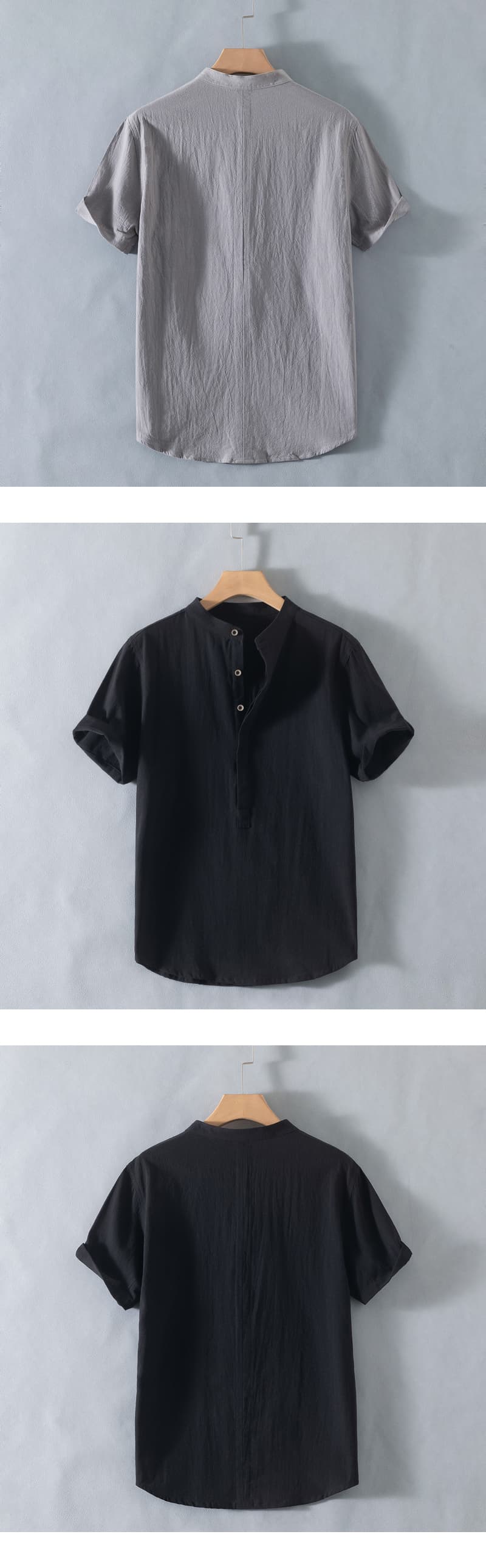 オーバーサイズTシャツ 立ち襟リネン風ゆったりプルオーバー