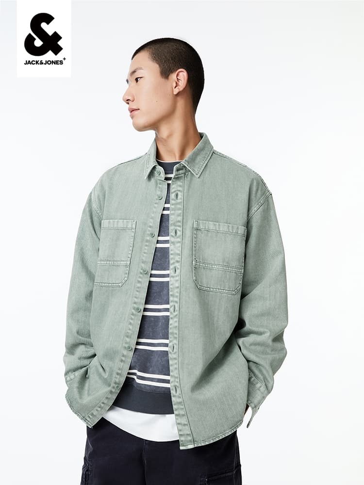 オーバーサイズTシャツ ゆったりシルエット 作業着風シャツジャケット