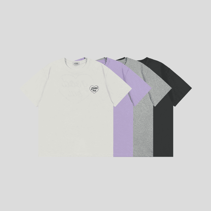 オーバーサイズTシャツ ハートロゴ入り ゆったりシルエット半袖