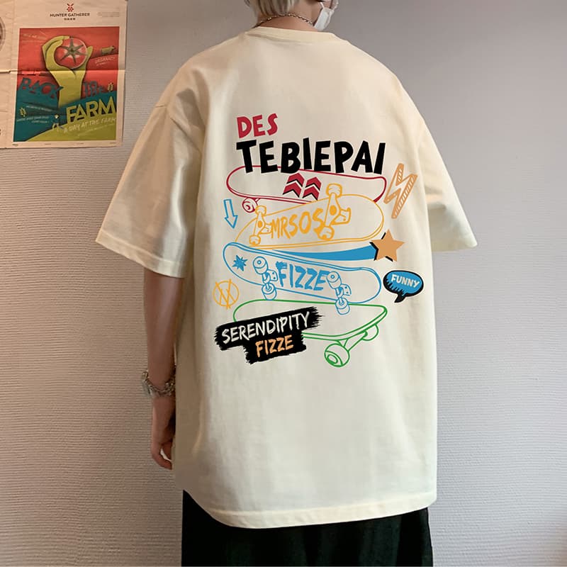 オーバーサイズTシャツ ポップスケーターデザイン 背面プリント