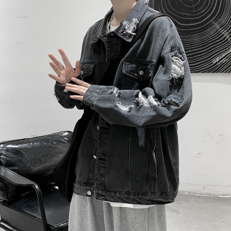 オーバーサイズTシャツ ダメージ加工デニムジャケット