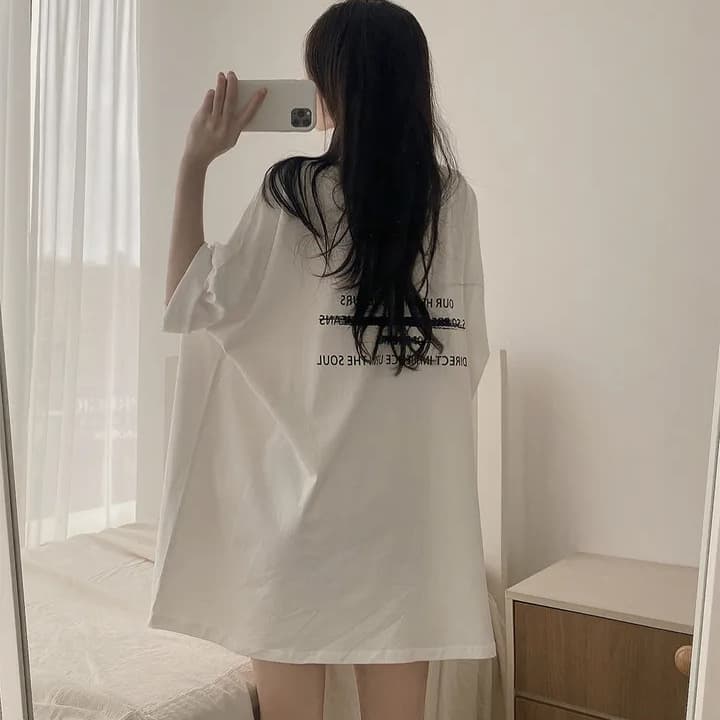 オーバーサイズTシャツ オーバーサイズ長袖シャツ レディース ビッグシルエット文字プリント