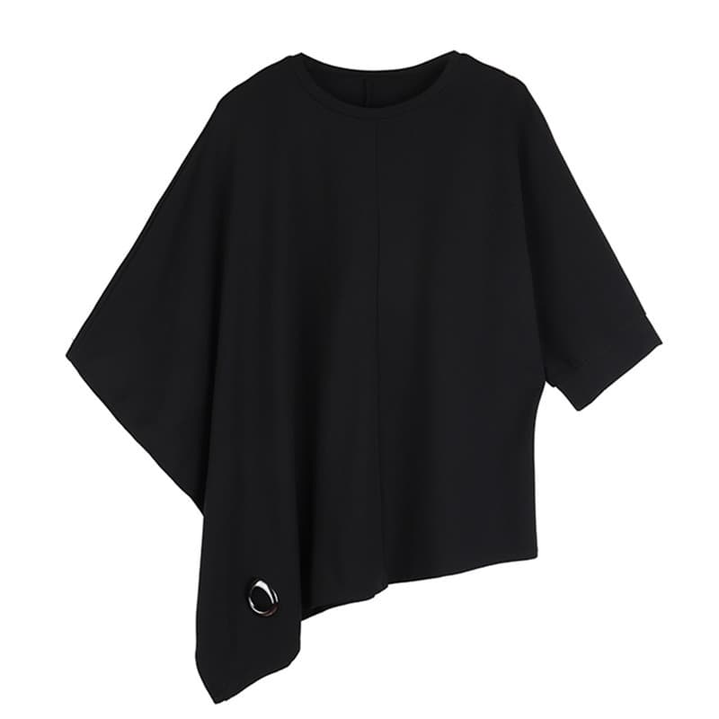 オーバーサイズTシャツ レディースアシンメトリー ドレープ カットソー