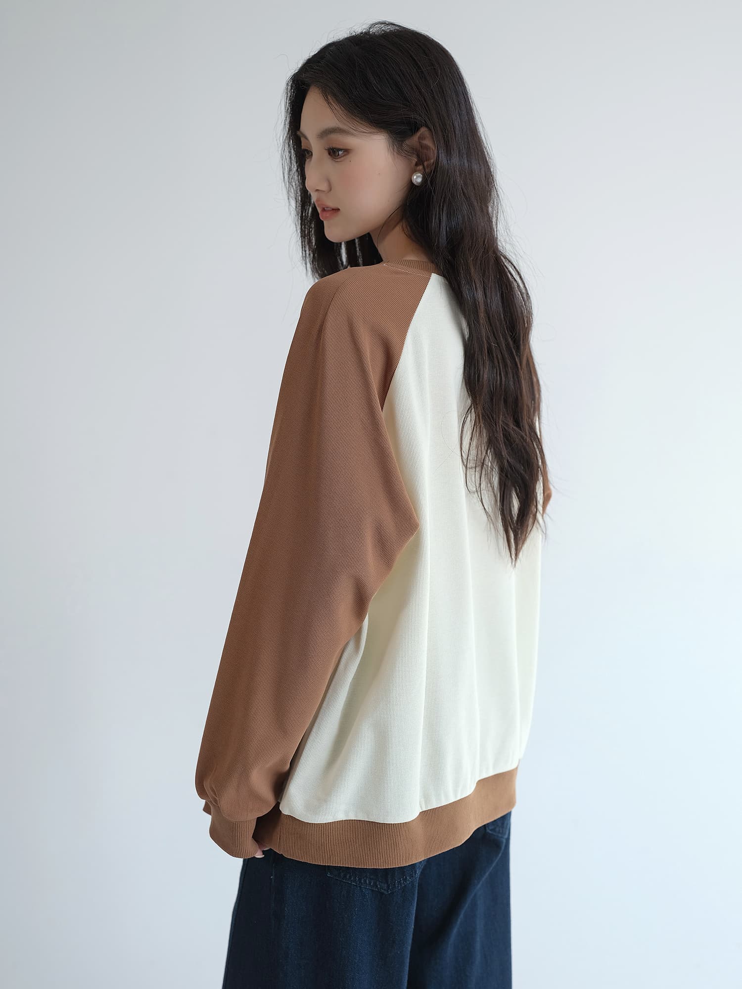 オーバーサイズTシャツ クッキー文字入り配色切替スウェット