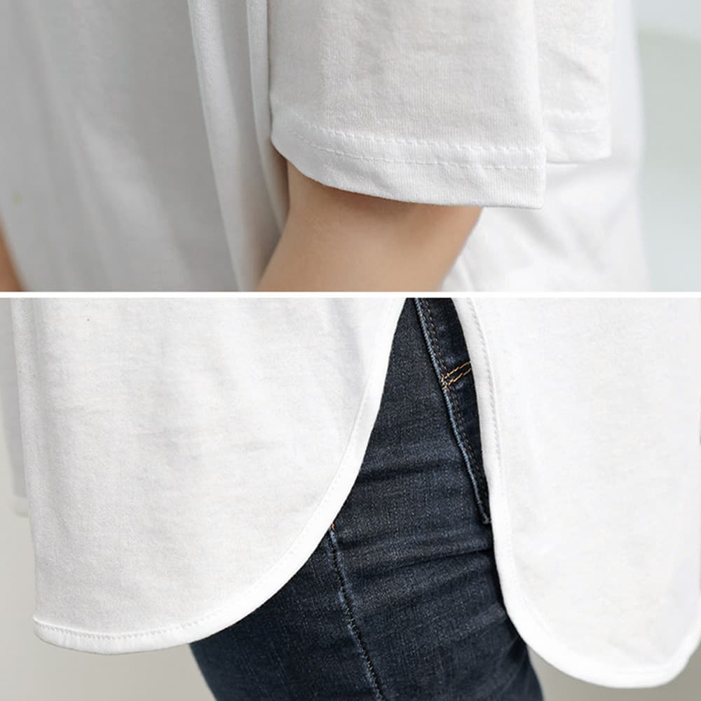 オーバーサイズTシャツ 韓国風ロゴ入りオーバーサイズ半袖シャツ レディース