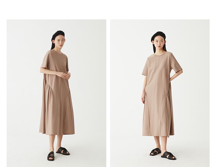 オーバーサイズTシャツ 曲線切替ゆったりロングワンピース