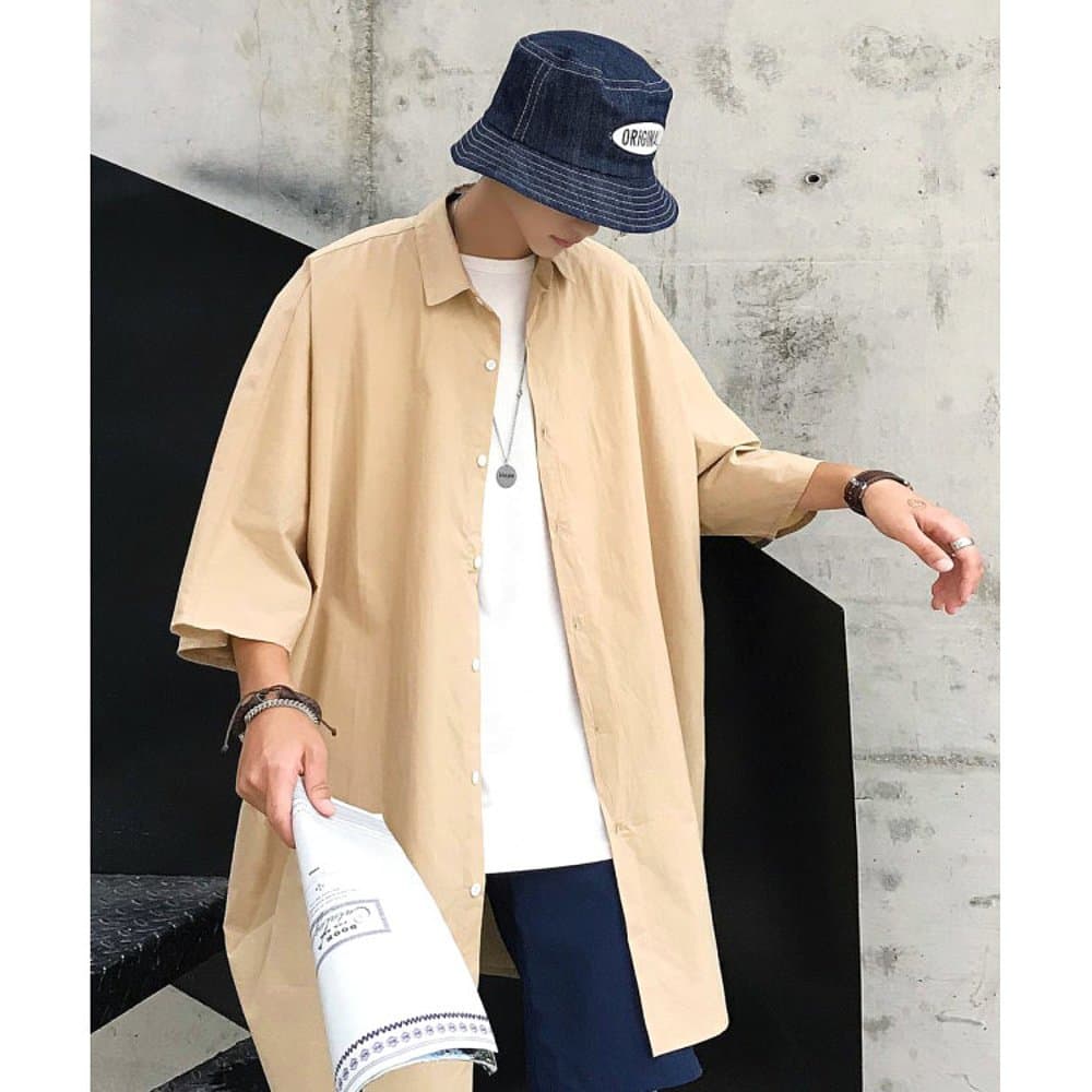 オーバーサイズTシャツ ゆったりシルエット 長袖開襟シャツ