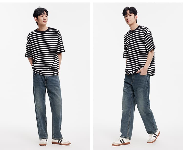 オーバーサイズTシャツ ゆったりマリン風ボーダーＴシャツ