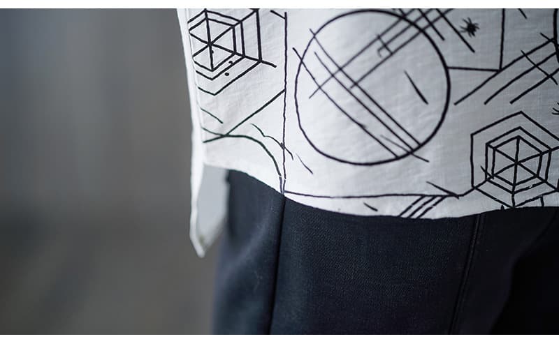 オーバーサイズTシャツ レディース幾何学模様切替デザインゆったり半袖