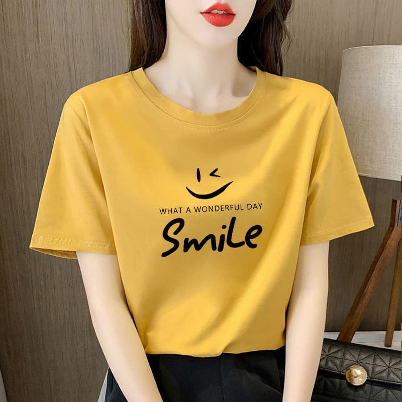 オーバーサイズTシャツ 笑顔メッセージゆったり半袖