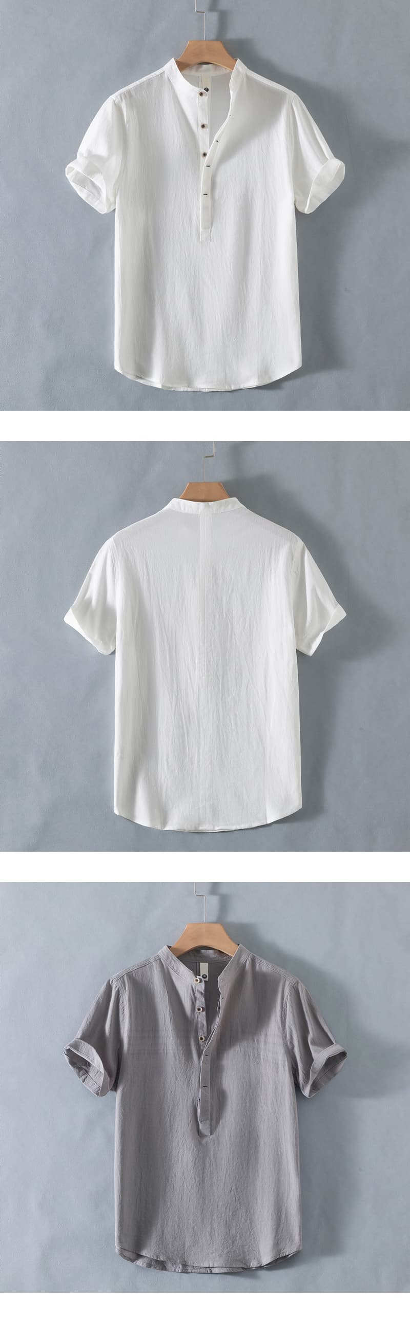オーバーサイズTシャツ 立ち襟リネン風ゆったりプルオーバー