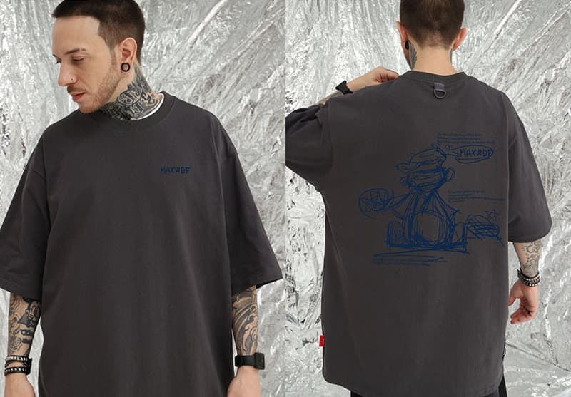 オーバーサイズTシャツ メンズオーバーサイズ半袖Tシャツ ストリート系プリント柄 全7色