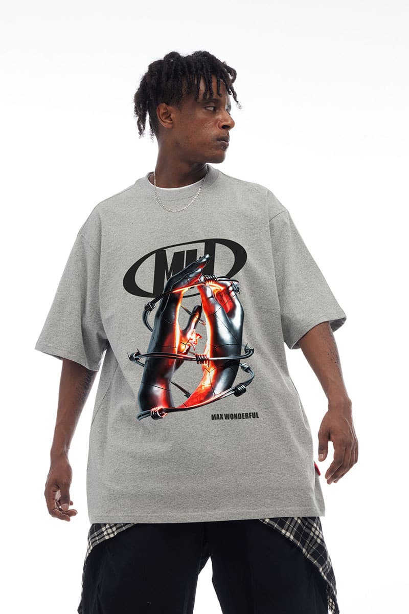 オーバーサイズTシャツ 個性派デザイン オーバーサイズ半袖シャツ メンズ 全7色