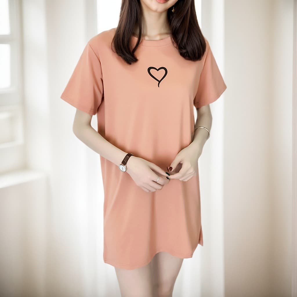 オーバーサイズTシャツ 優しいハートのゆったりチュニック
