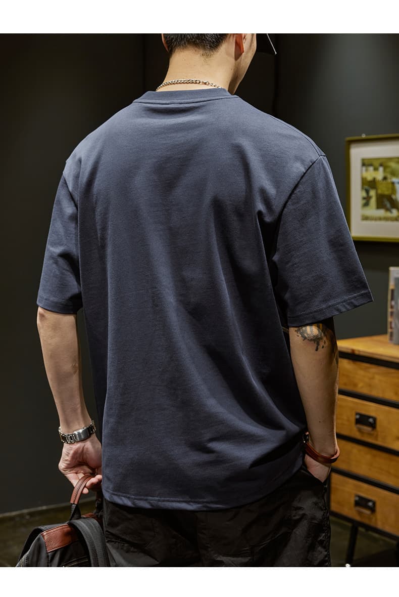 オーバーサイズTシャツ メンズ幾何学ライン装飾ゆったり半袖