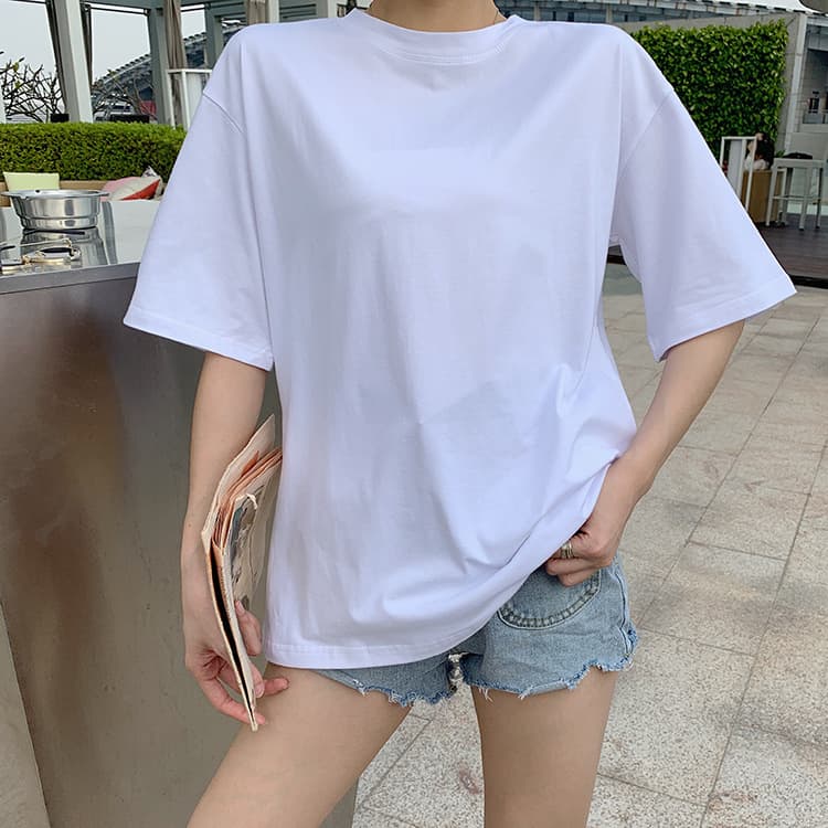オーバーサイズTシャツ シンプル余裕シルエット半袖トップス