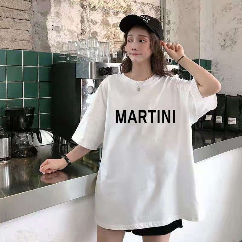 オーバーサイズTシャツ 韓国風ゆったり落書き柄半袖シャツ
