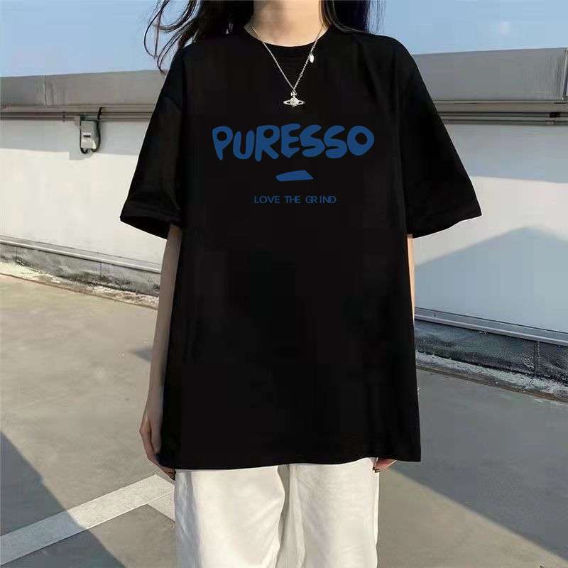 オーバーサイズTシャツ 韓国風ゆったり落書き柄半袖シャツ