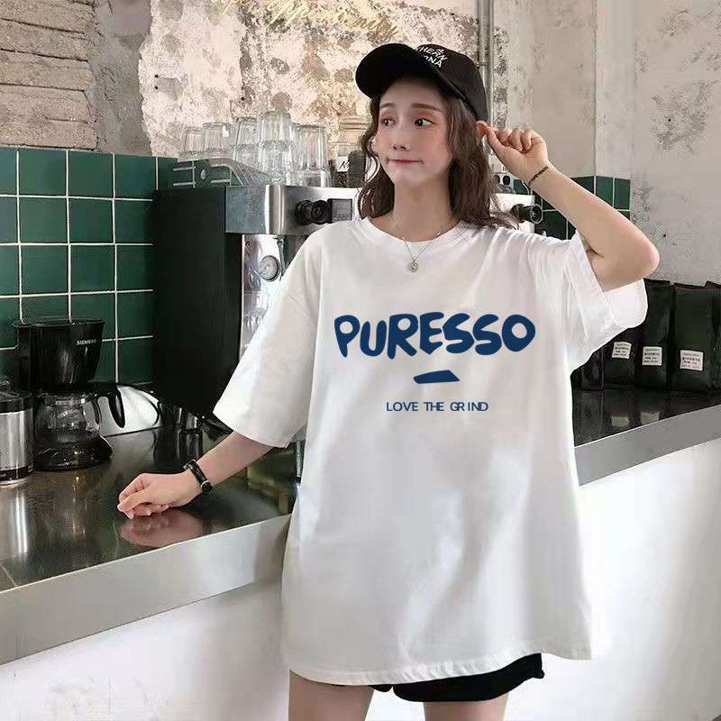 オーバーサイズTシャツ 韓国風ゆったり落書き柄半袖シャツ