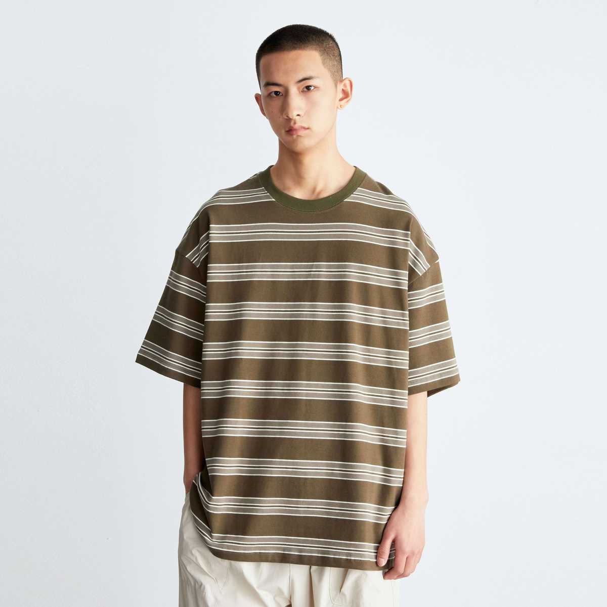 オーバーサイズTシャツ ゆったりオーバーサイズ横縞ボーダー半袖