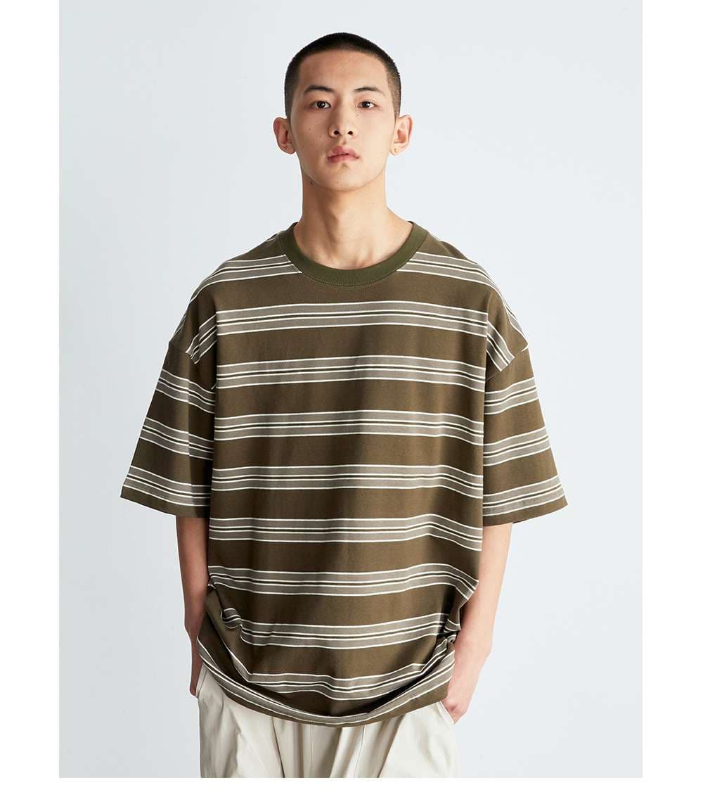 オーバーサイズTシャツ ゆったりオーバーサイズ横縞ボーダー半袖