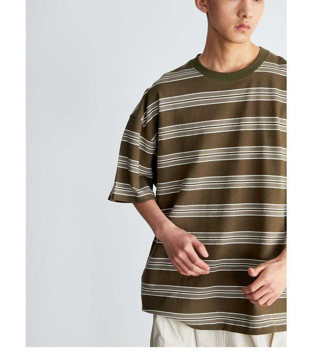 オーバーサイズTシャツ ゆったりオーバーサイズ横縞ボーダー半袖