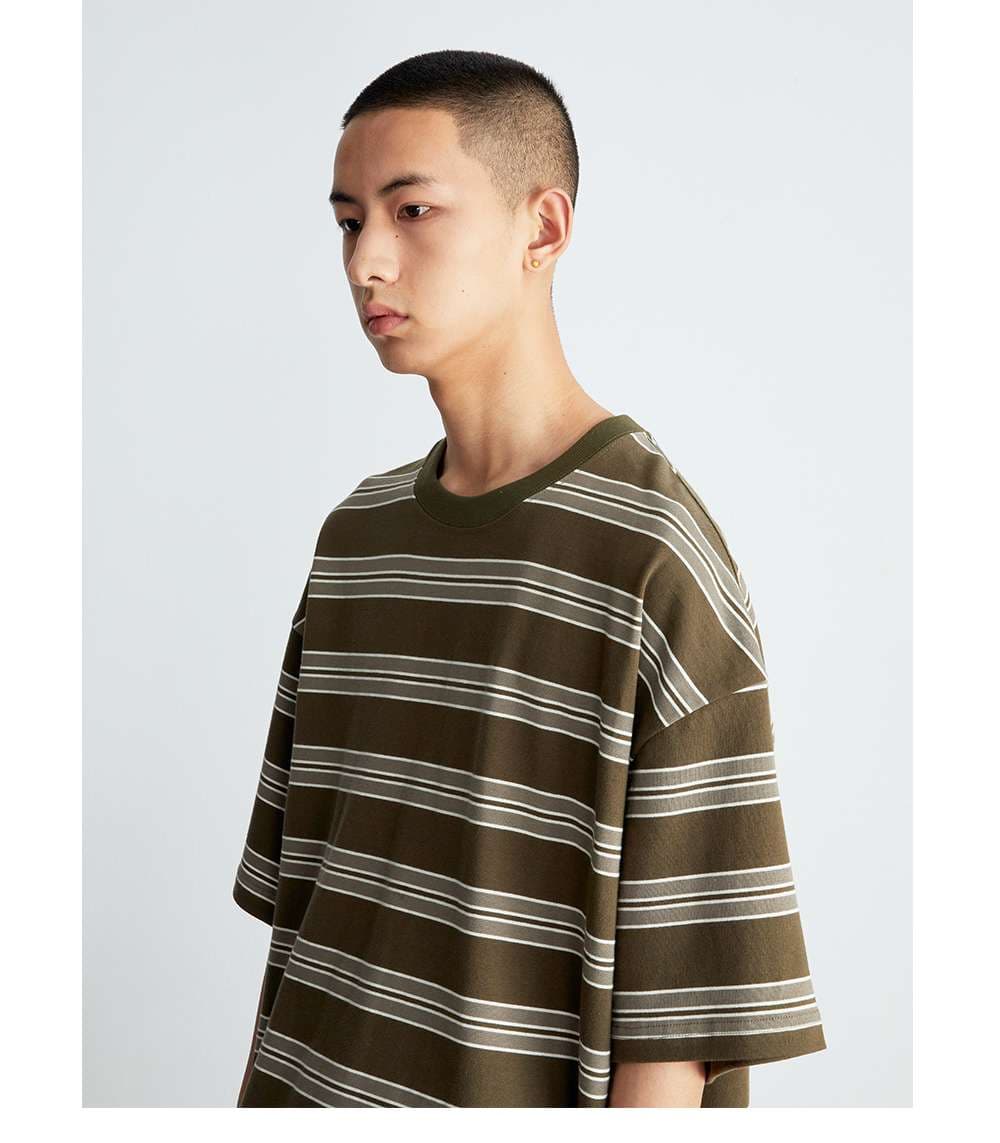 オーバーサイズTシャツ ゆったりオーバーサイズ横縞ボーダー半袖