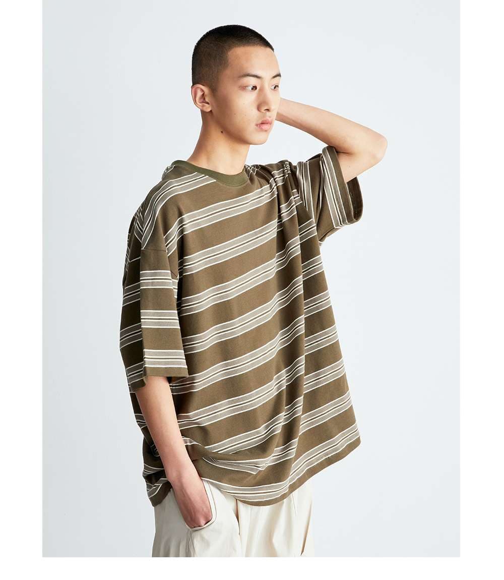 オーバーサイズTシャツ ゆったりオーバーサイズ横縞ボーダー半袖