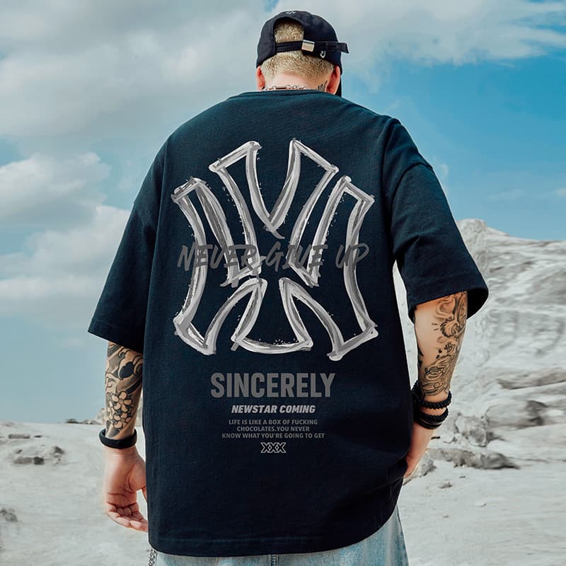 オーバーサイズTシャツ ストリート系ゆったりロゴTシャツ