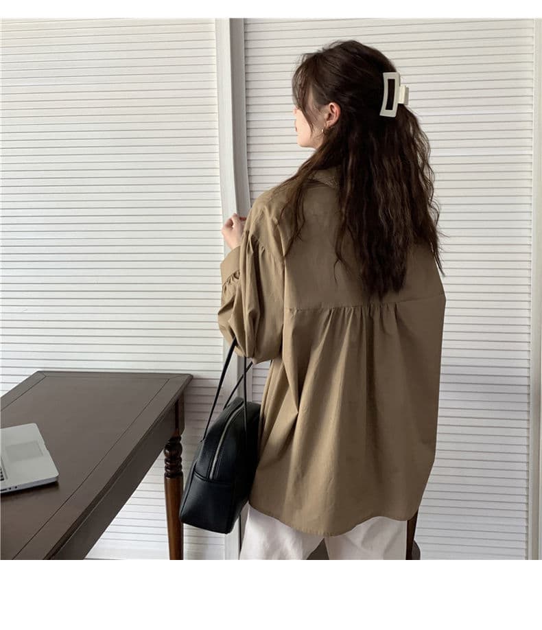 オーバーサイズ ふんわりギャザー切替ブラウス