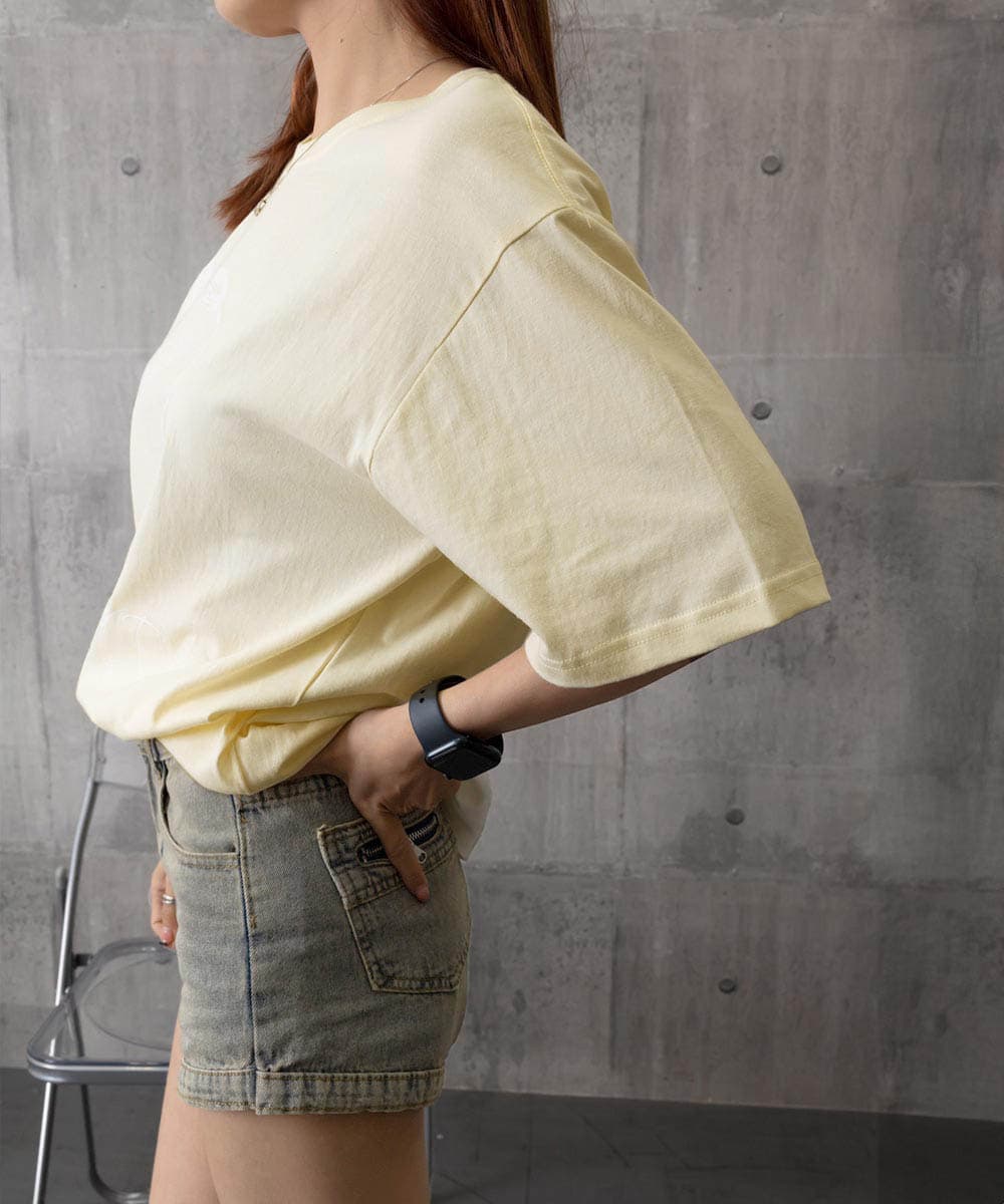 オーバーサイズTシャツ 猫シルエット プリント オーバーサイズ 半袖 ゆったり 体型カバー