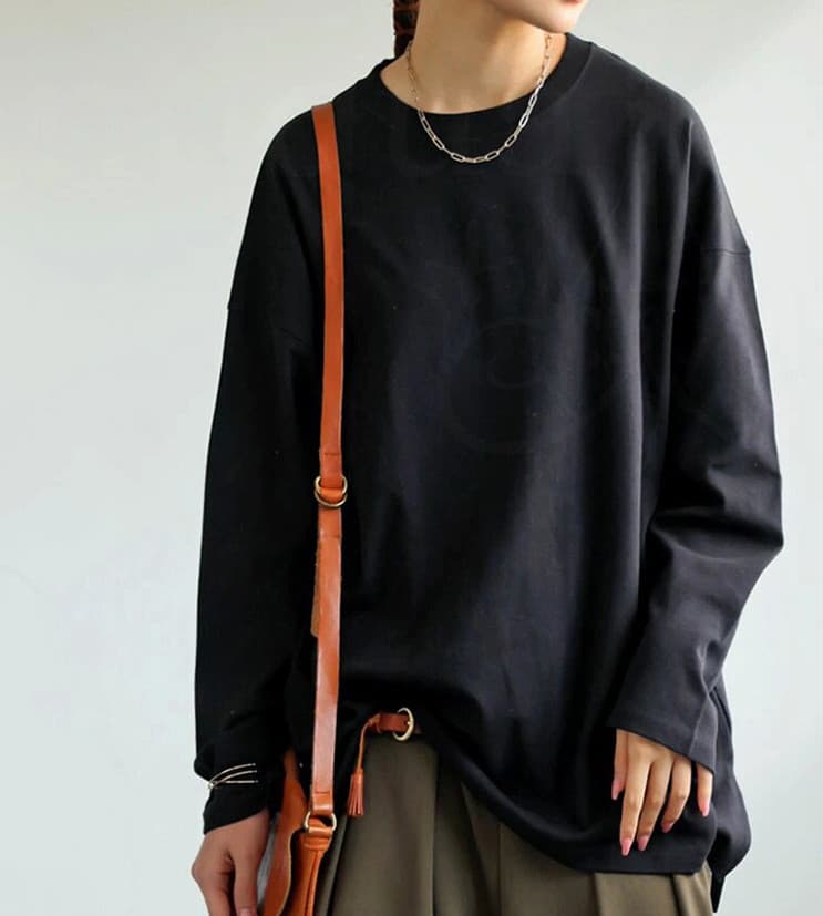 オーバーサイズTシャツ 秋新作 レディース ビッグシルエット 長袖 丸首 オーバーサイズ シャツ