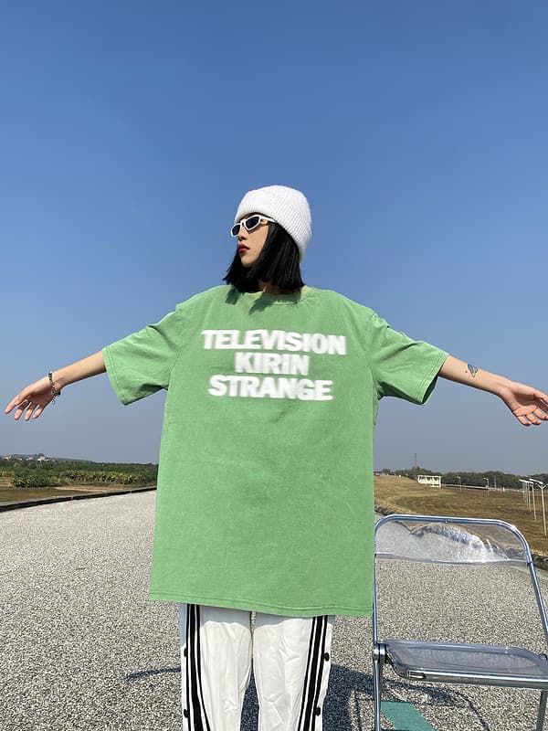 オーバーサイズTシャツ メンズ オーバーサイズ 半袖 プリント グリーン 春夏