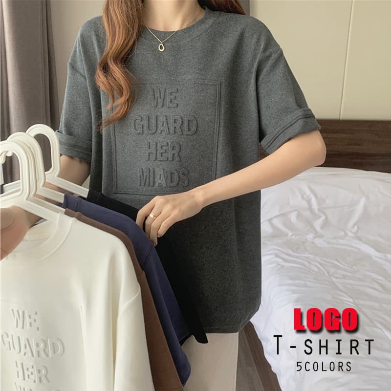 オーバーサイズTシャツ プリント文字デザイン半袖Tシャツ ゆったりオーバーサイズ