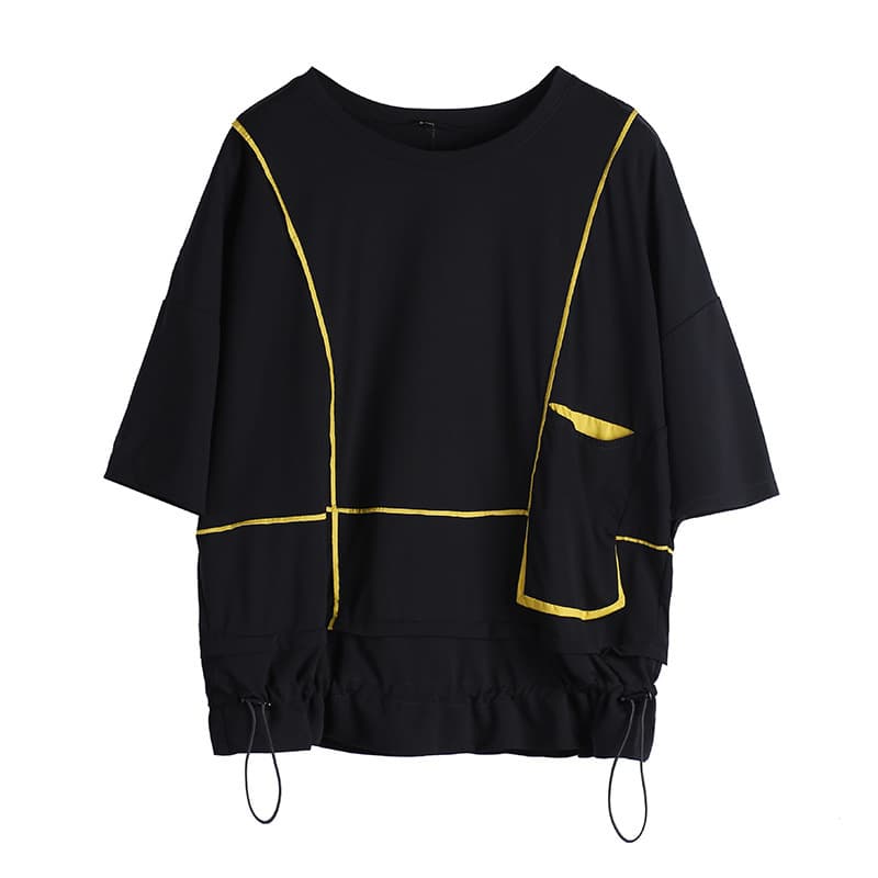 オーバーサイズTシャツ レディースラインデザイン 七分袖ゆったりトップス