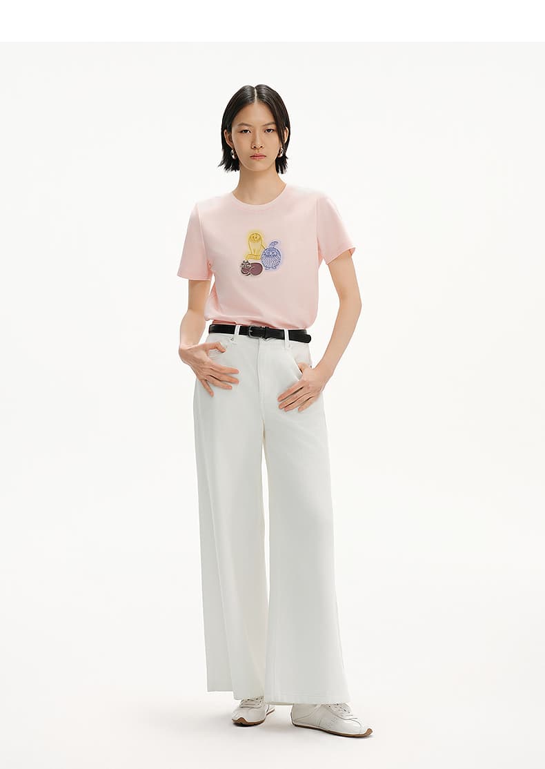 オーバーサイズTシャツ 芸術的イラスト入りゆるシルエット半袖