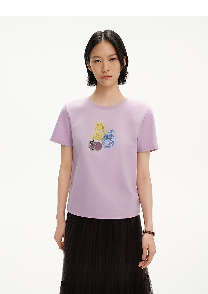 オーバーサイズTシャツ 芸術的イラスト入りゆるシルエット半袖