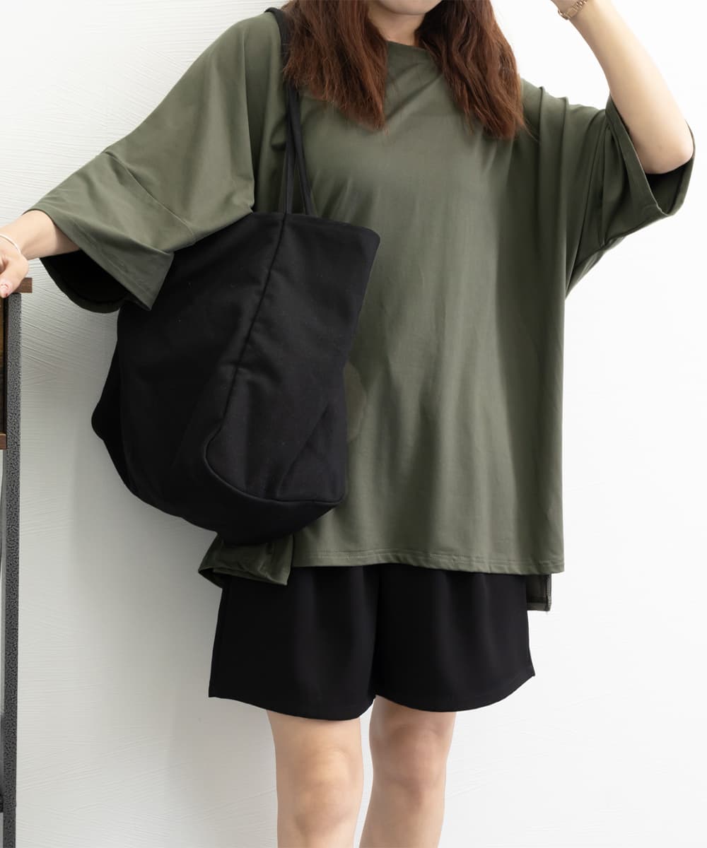 オーバーサイズTシャツ ビッグオーバーサイズ半袖無地体型カバー韓国風