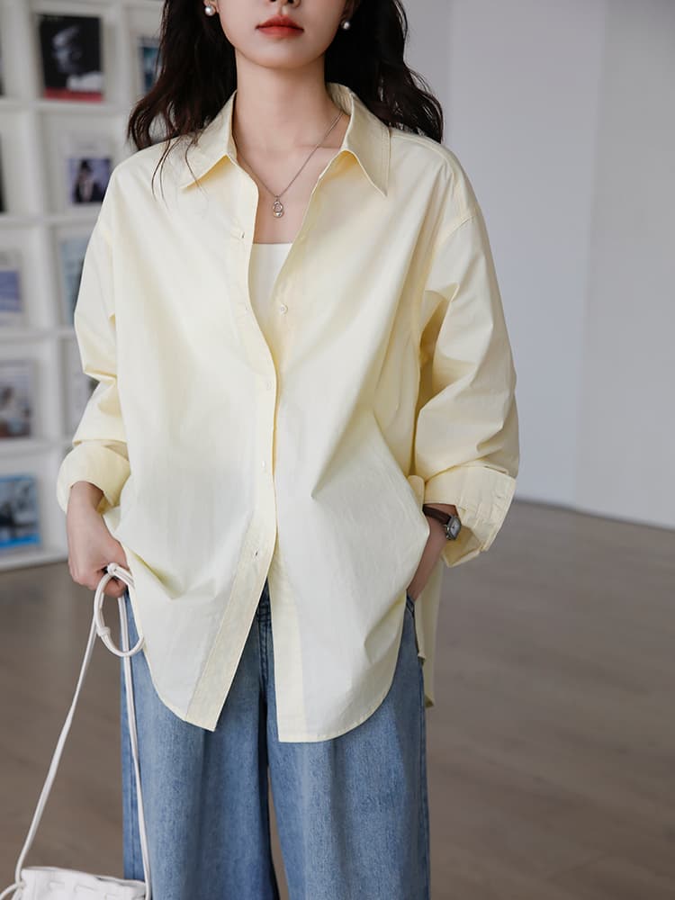 オーバーサイズTシャツ ゆったりシルエット 長袖開襟シャツ